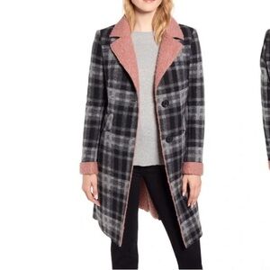 Sam Edelman Plaid Trench Coat with Pink Trim
